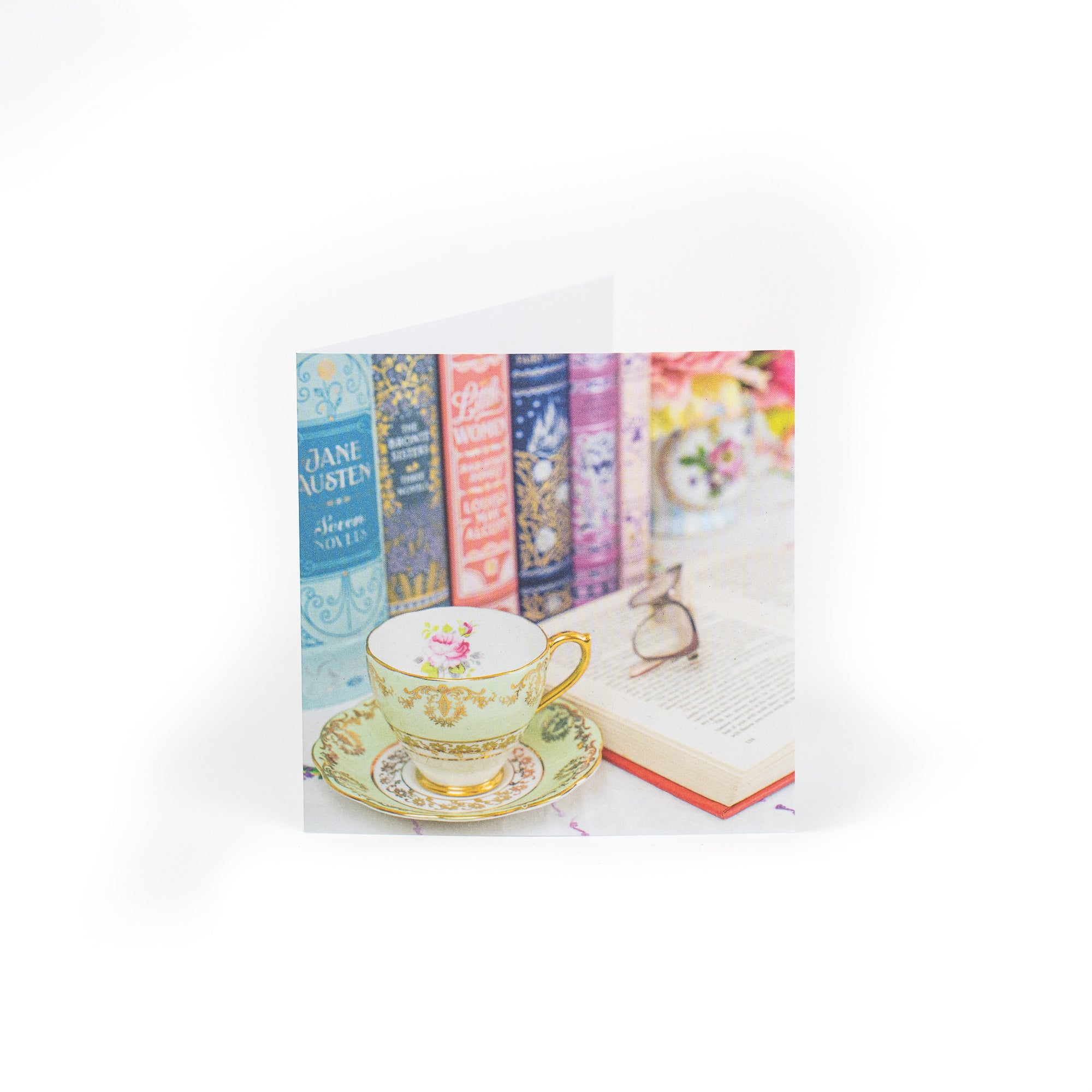 Notecards Teacup and Books
