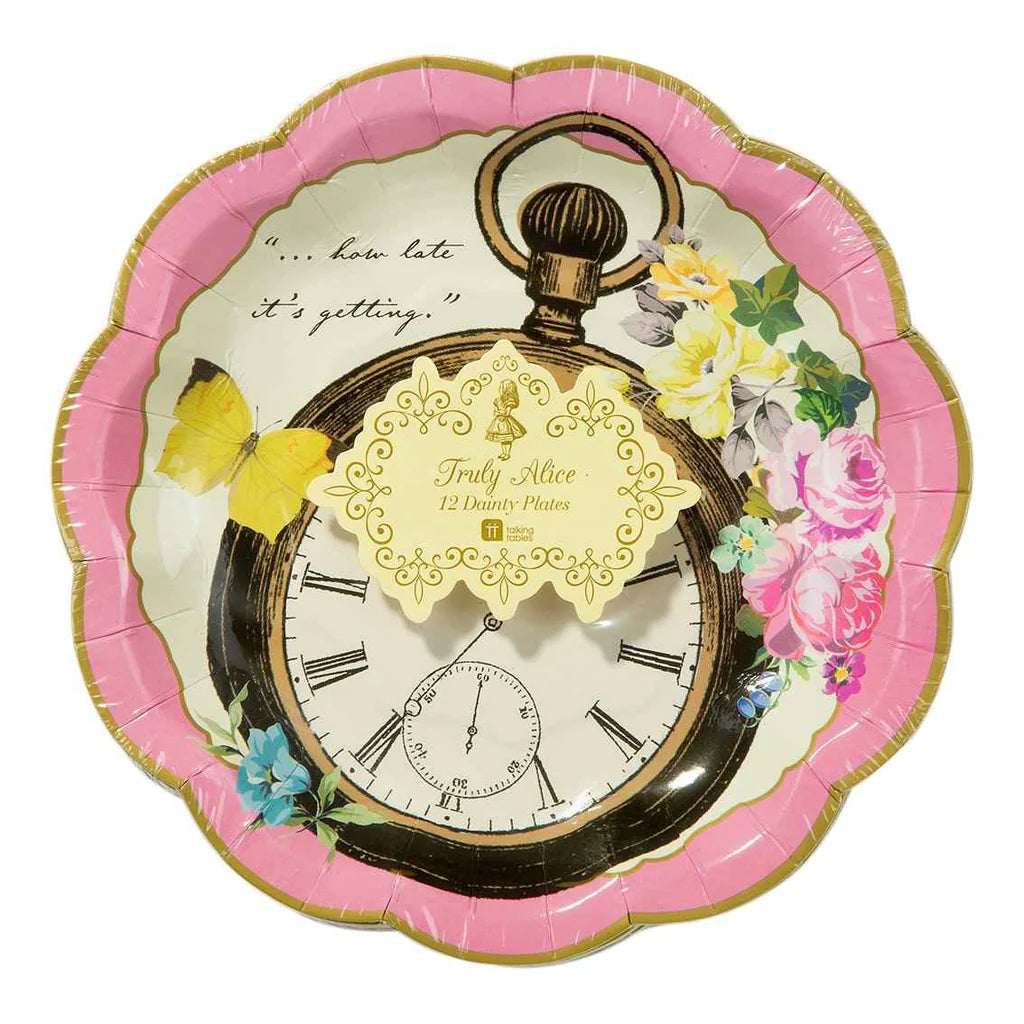 Alice in Wonderland Illustrated Paper Plates - 12 Pack