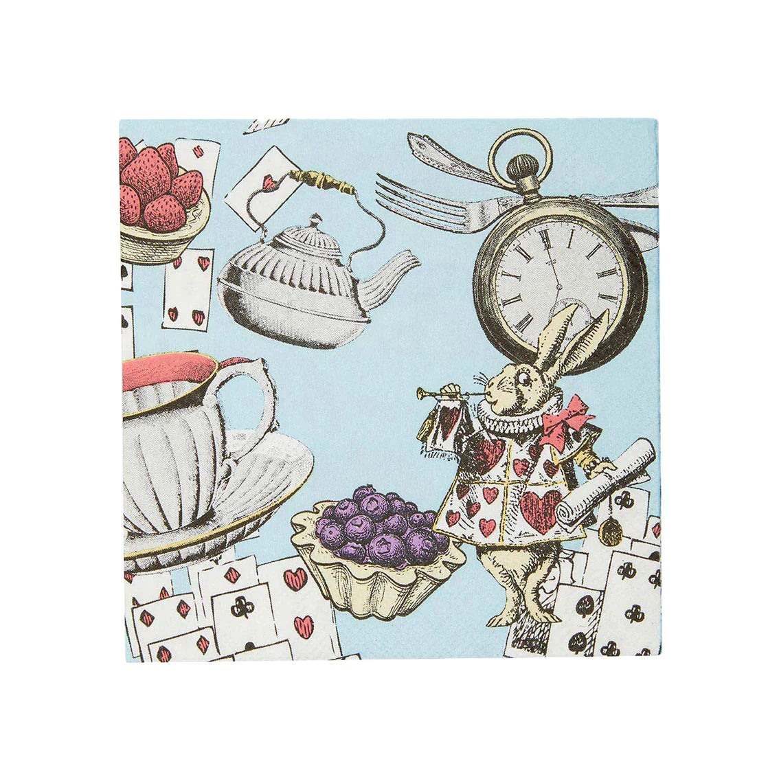 Blue Alice in Wonderland Cocktail Napkins - 20 Pack