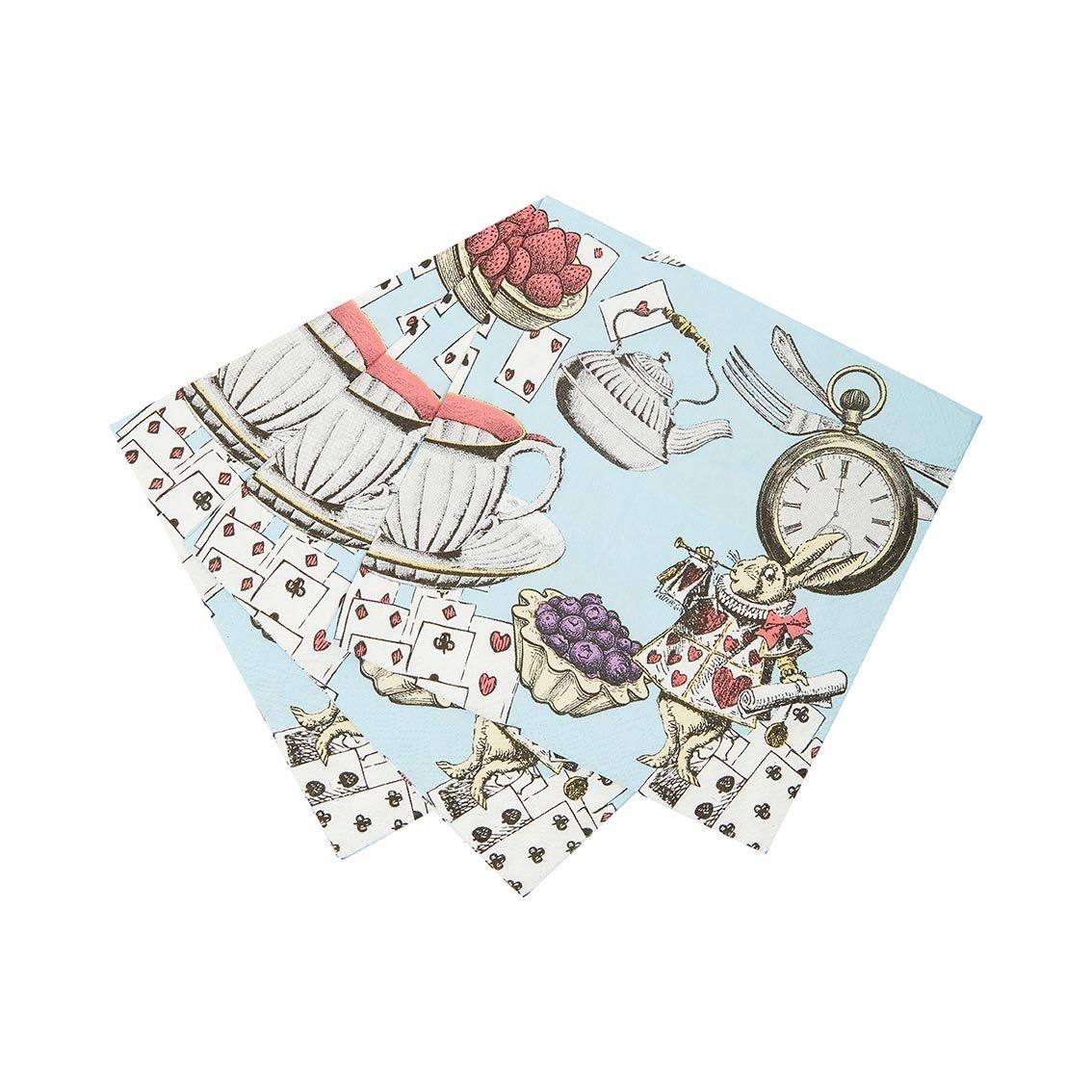 Blue Alice in Wonderland Cocktail Napkins - 20 Pack