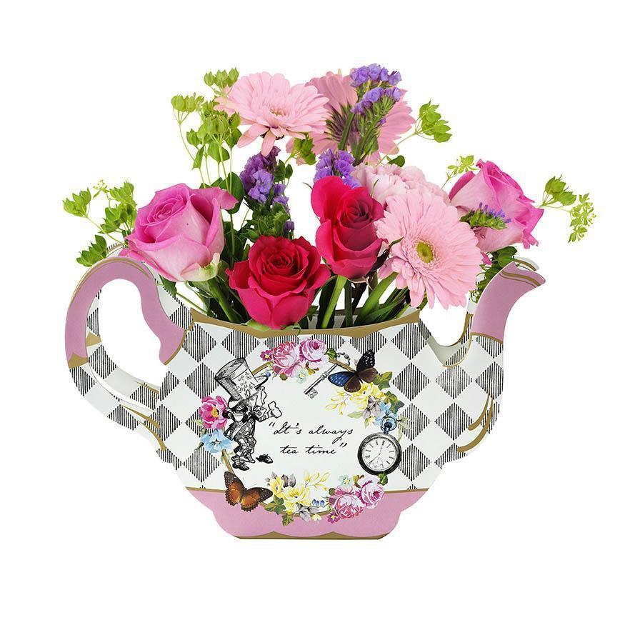 Pink Alice in Wonderland Card Teapot Vase