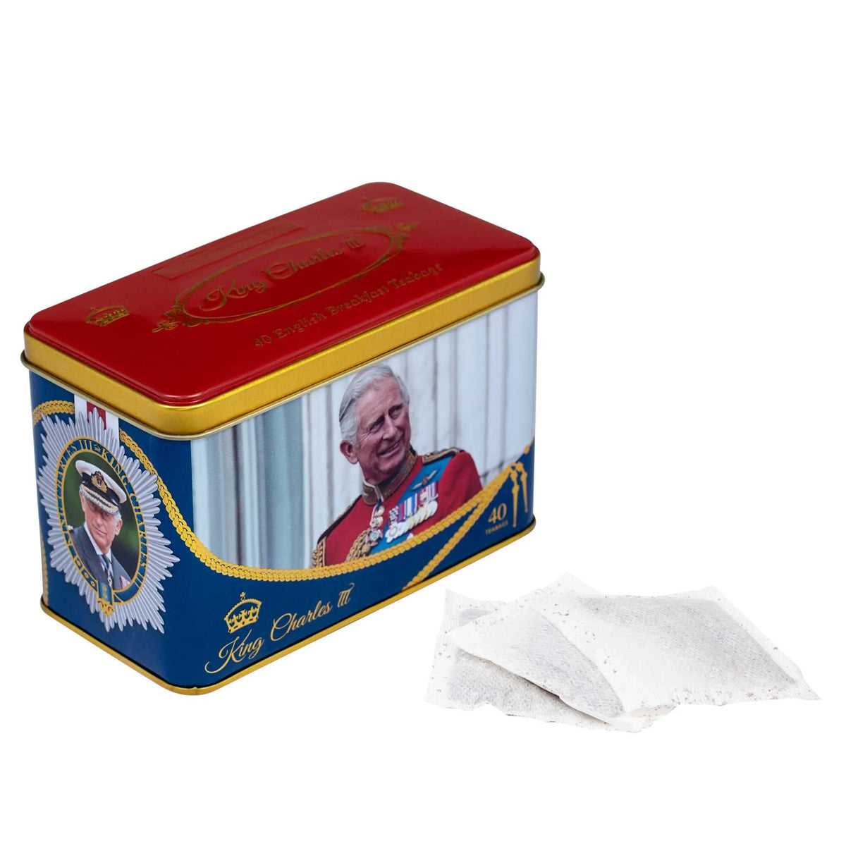 King Charles III Tea Tin with 40 English Breakfast Teabags