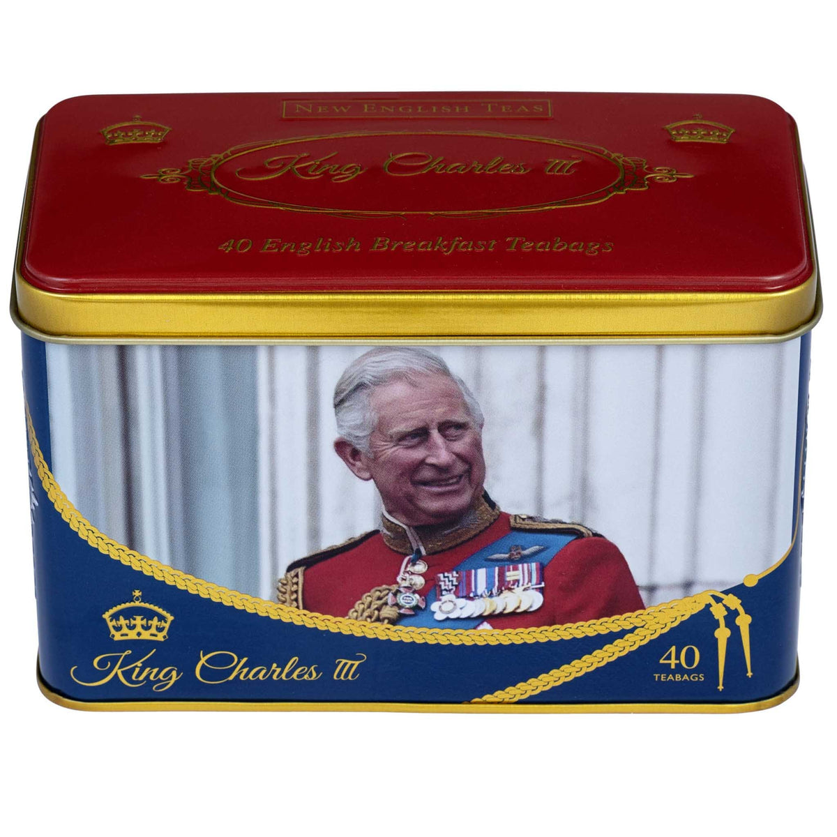 King Charles III Tea Tin with 40 English Breakfast Teabags