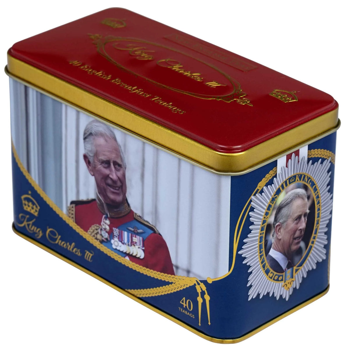 King Charles III Tea Tin with 40 English Breakfast Teabags