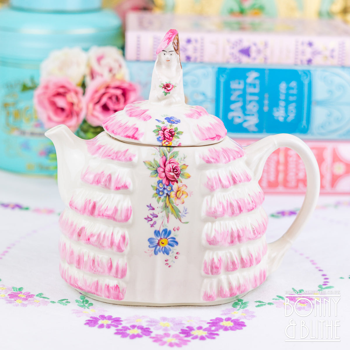 Sadler Pink Chintz Ye Daintee Ladyee Teapot
