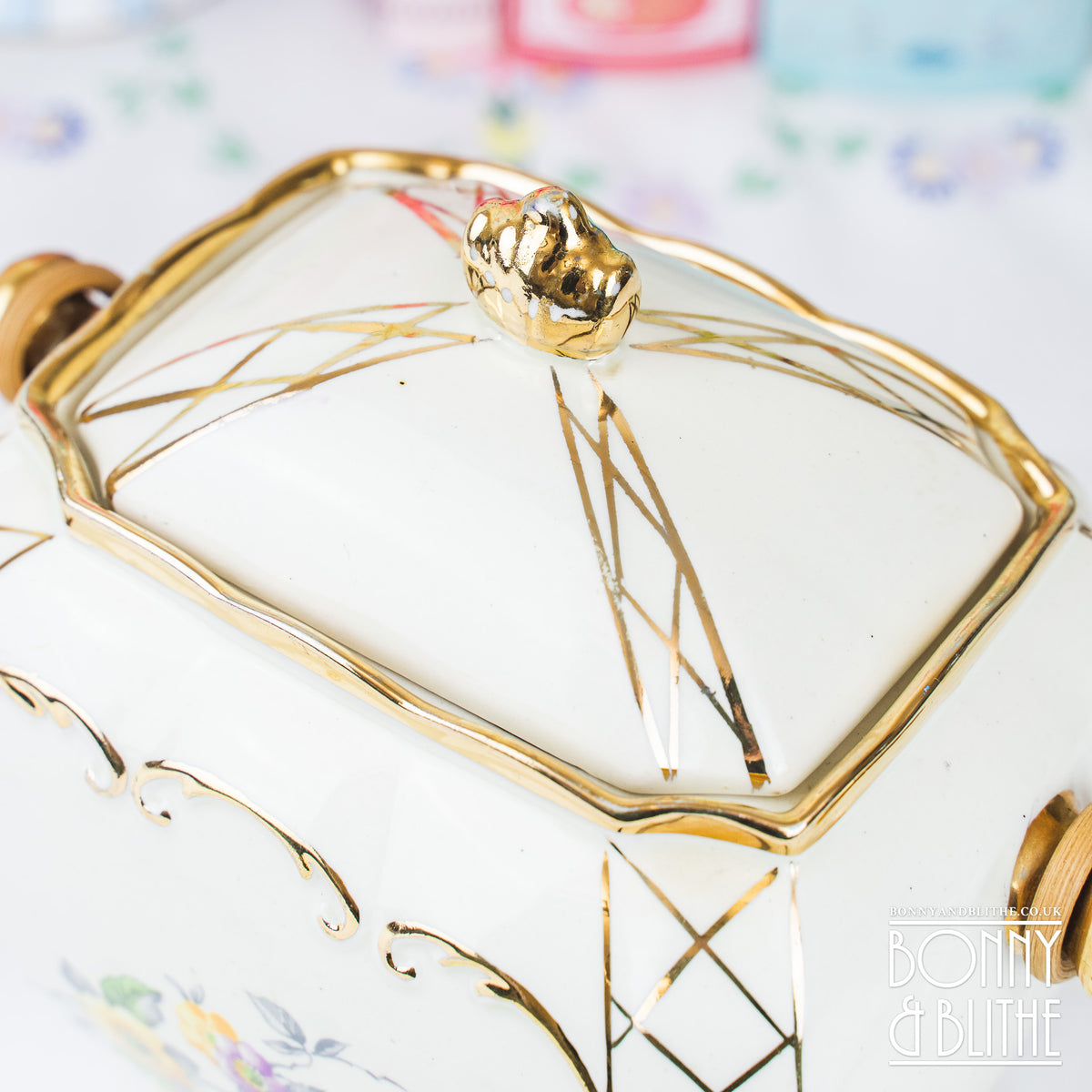 Sadler Floral Cube Biscuit Barrel