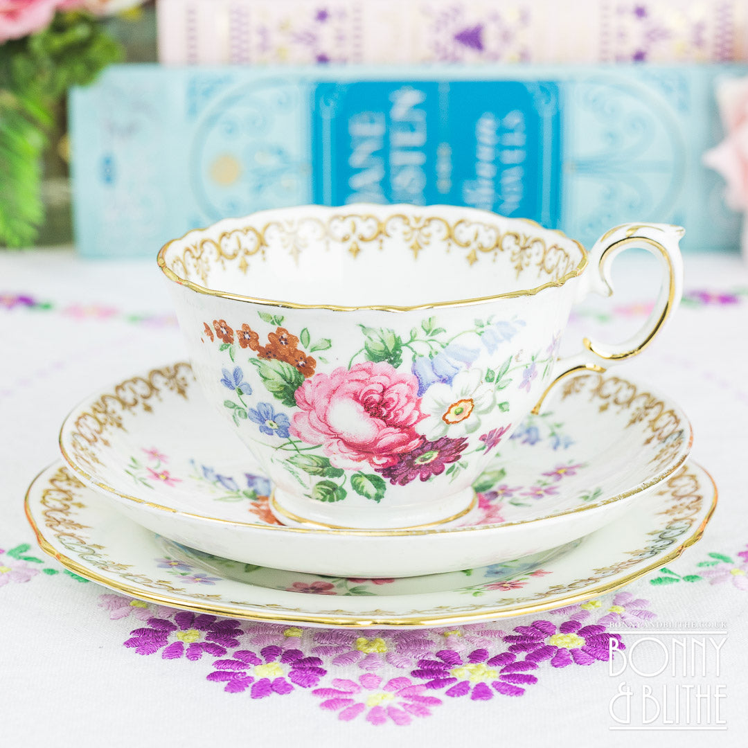 Crown Stafforshire England's Bouquet Teacup Set