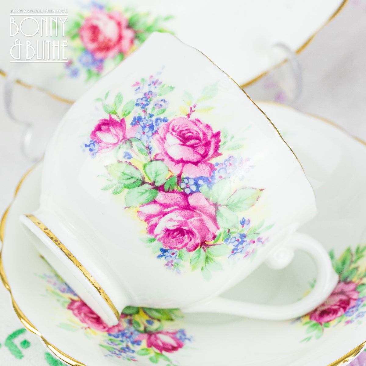 Clare China Rose Spray Teacup Set