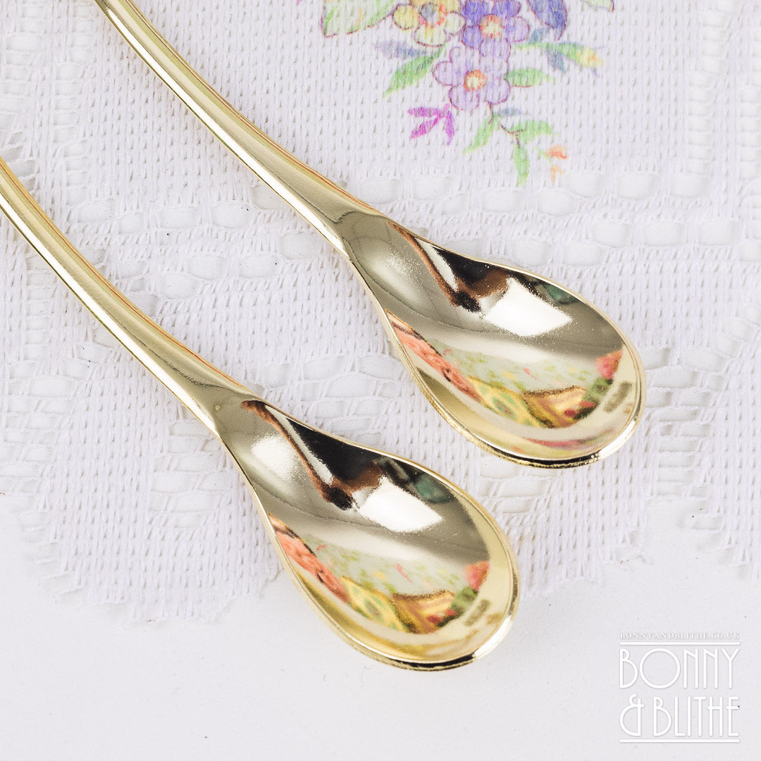 Gold Plated Rose Merry Pair of Teaspoons