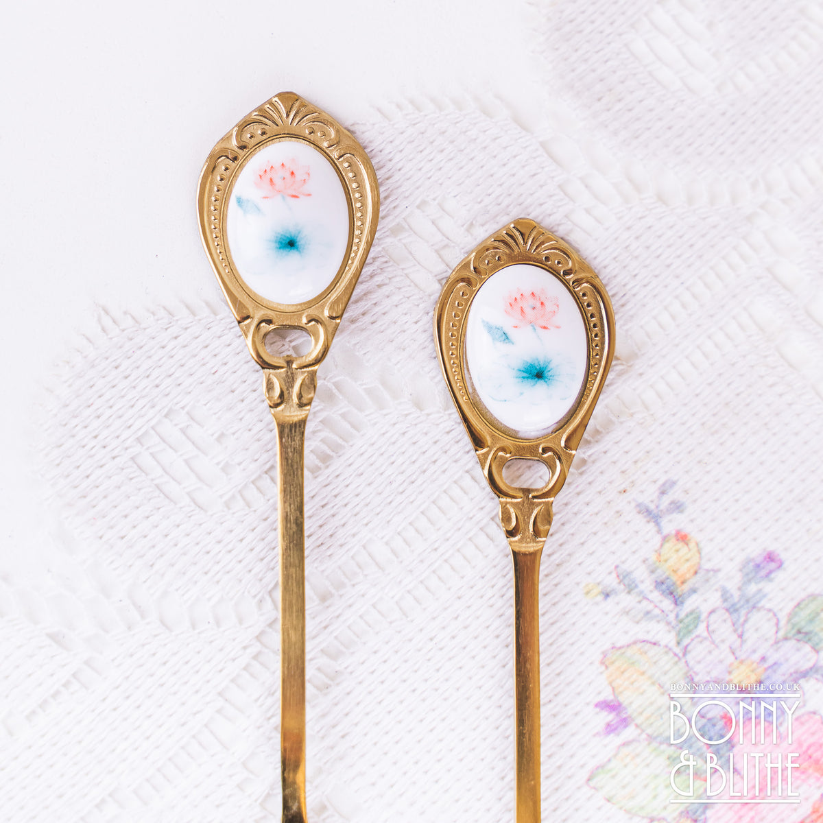 Lotus Flower Gold Teaspoons