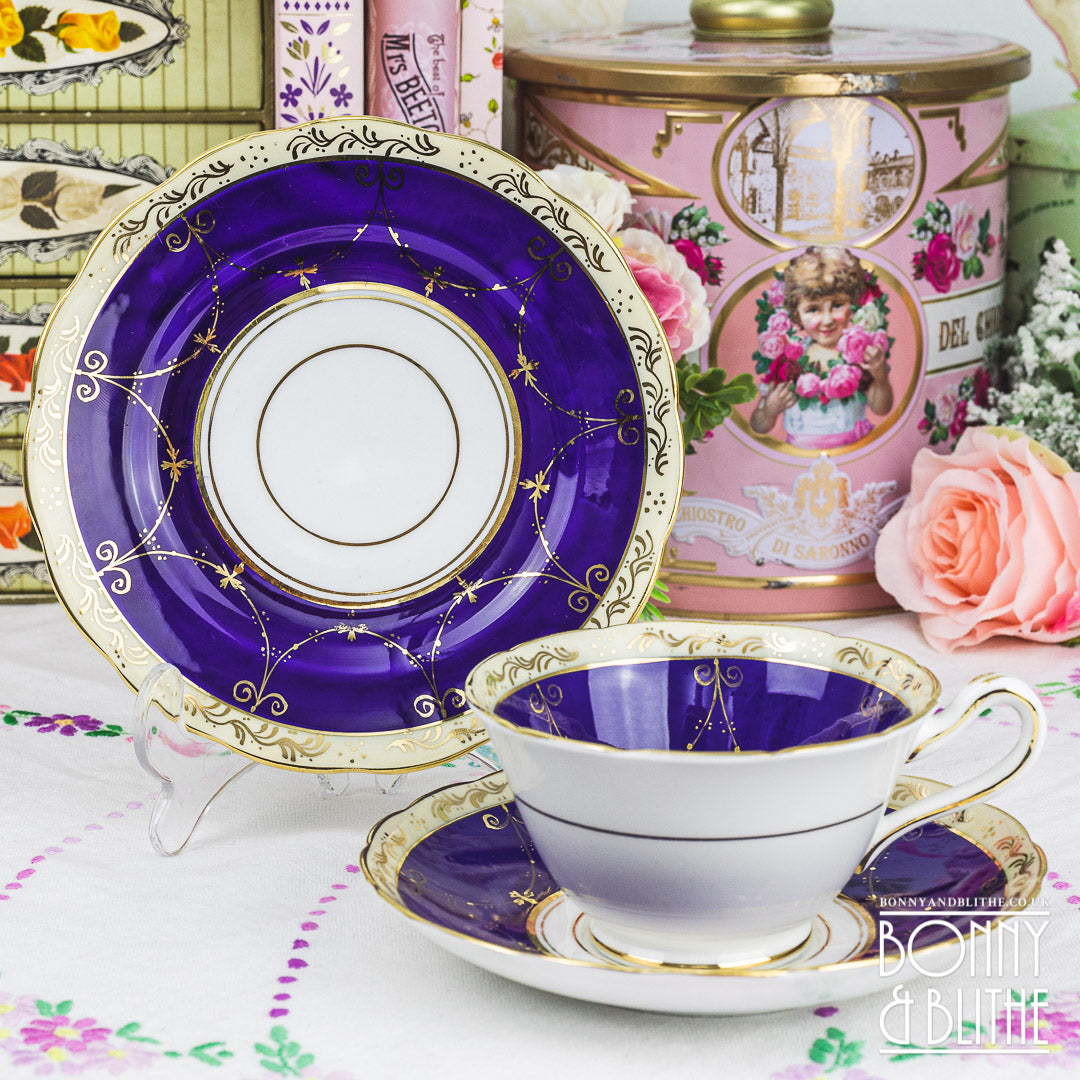 T.Goode Blue and Gold Cabinet Teacup Set