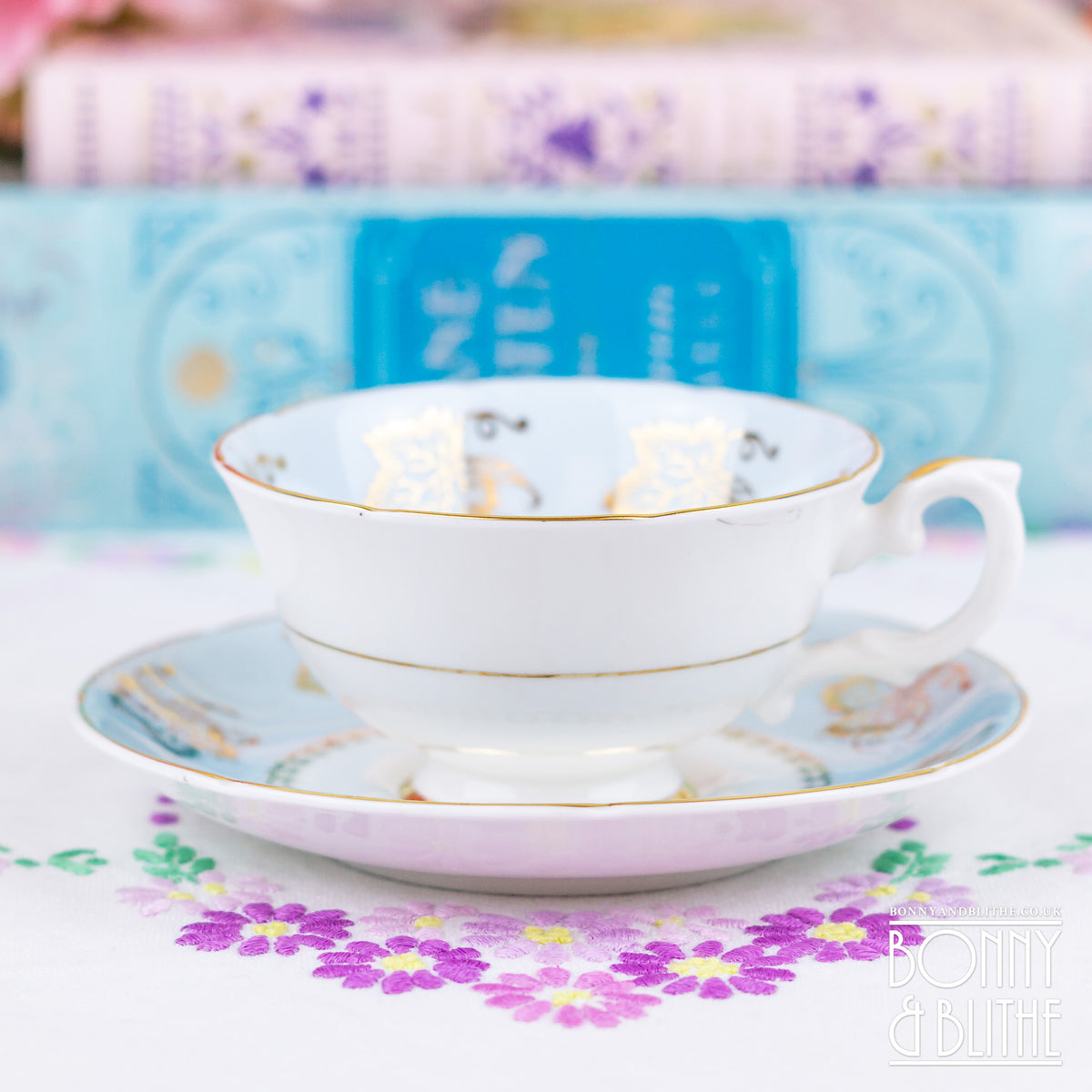 Royal Grafton Pastel Blue Teacup and Saucer