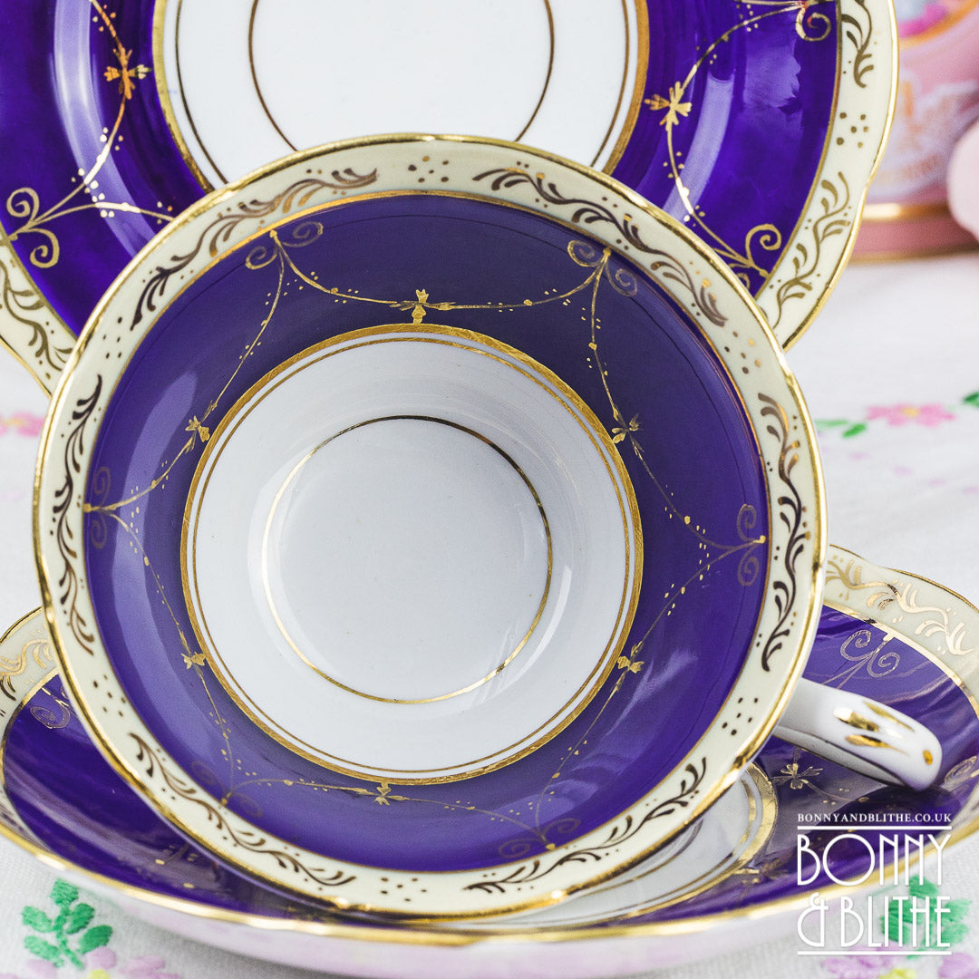 T.Goode Blue and Gold Cabinet Teacup Set