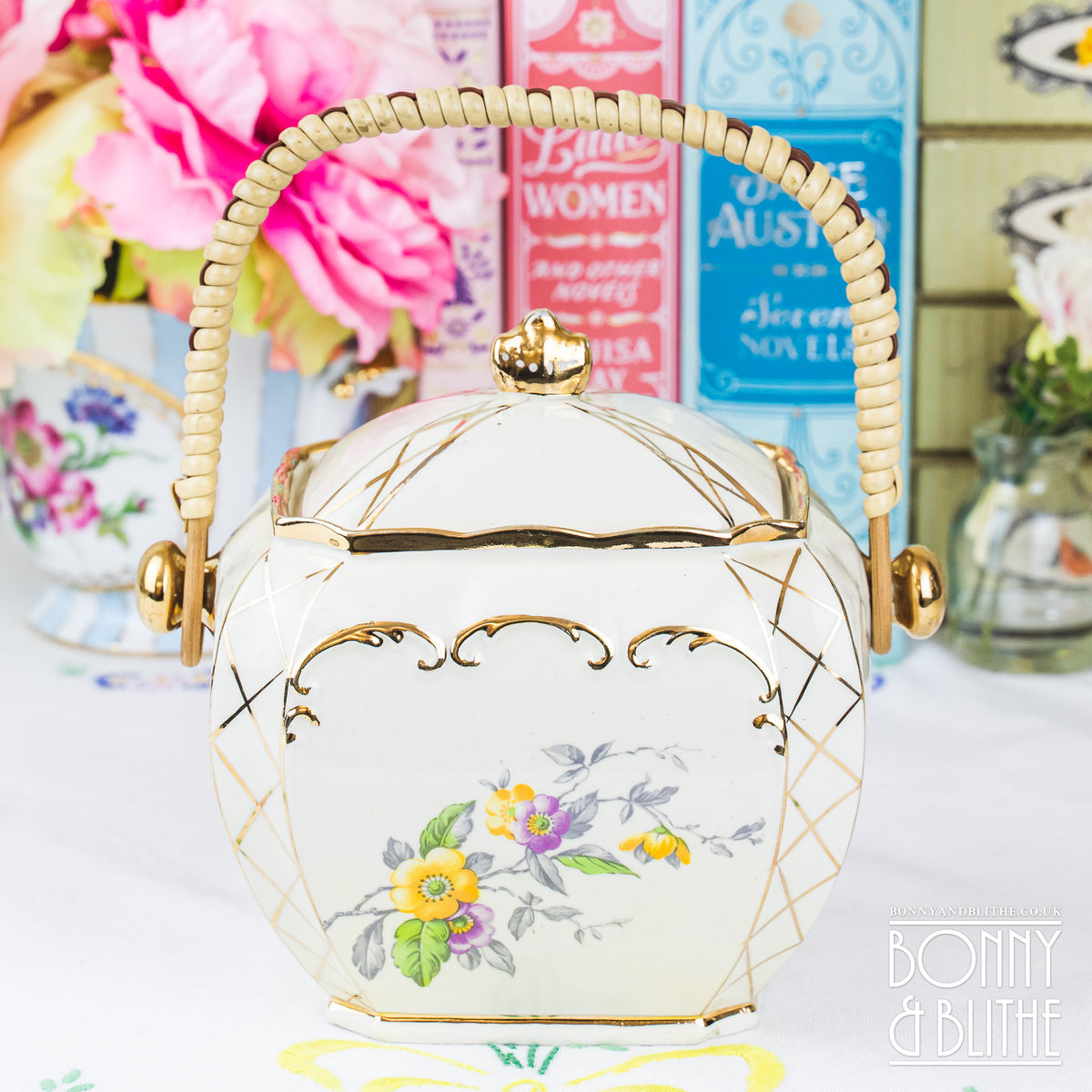 Sadler Floral Cube Biscuit Barrel