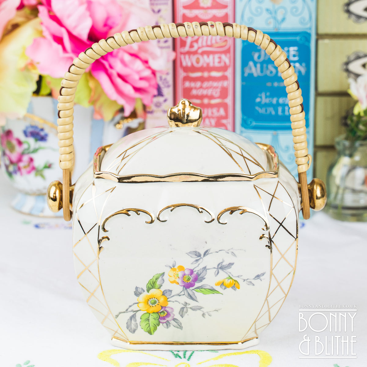 Sadler Floral Cube Biscuit Barrel