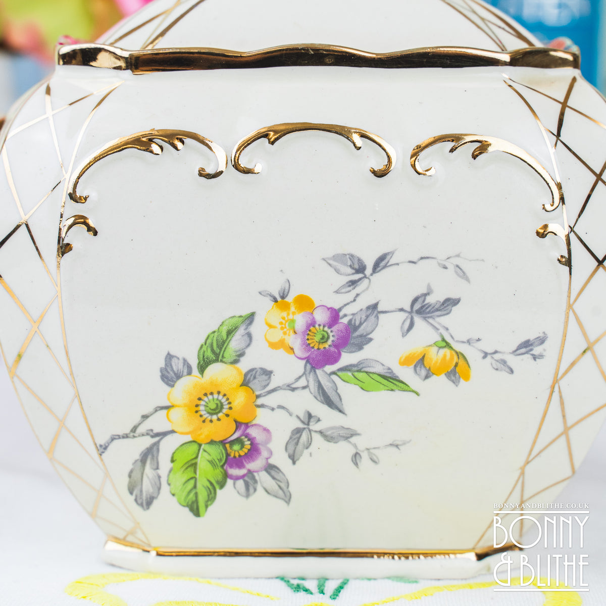 Sadler Floral Cube Biscuit Barrel