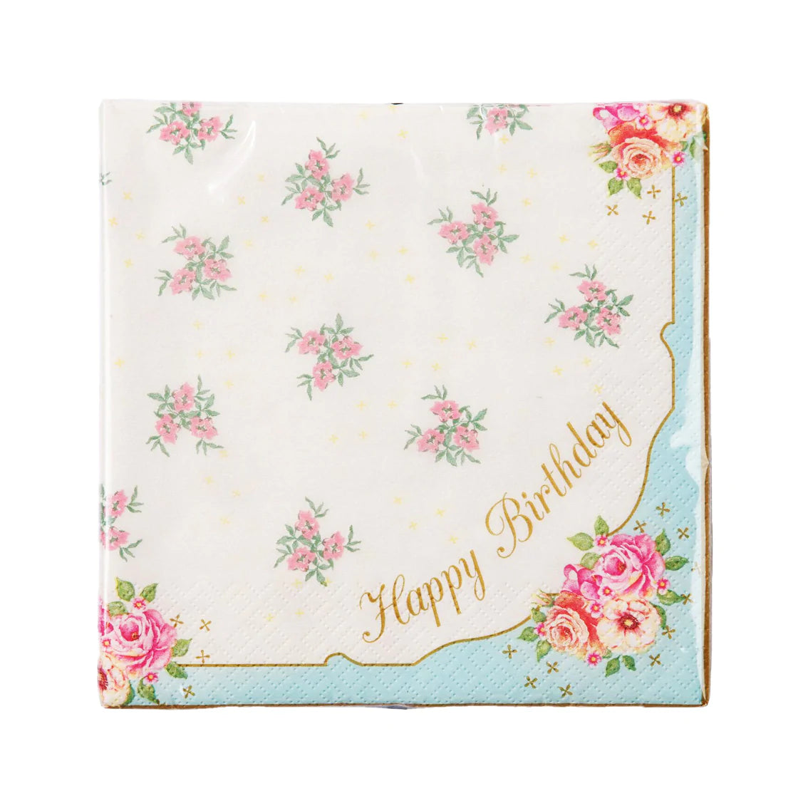 Blue &amp; Pink Floral Paper Napkins - 20 pack