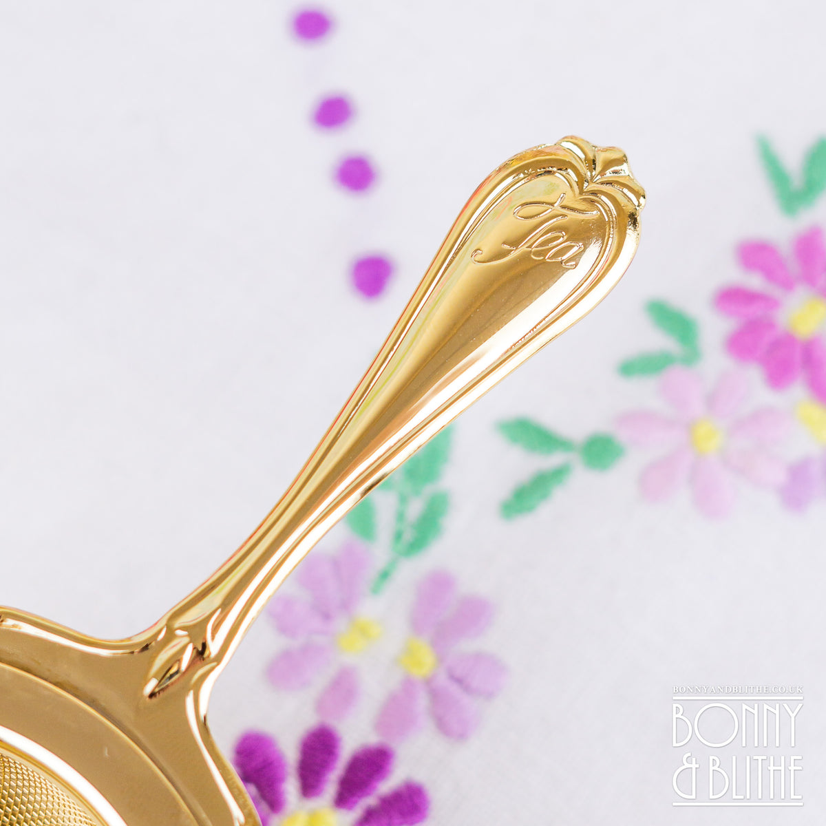 Gold Plated Long Handle Tea Strainer