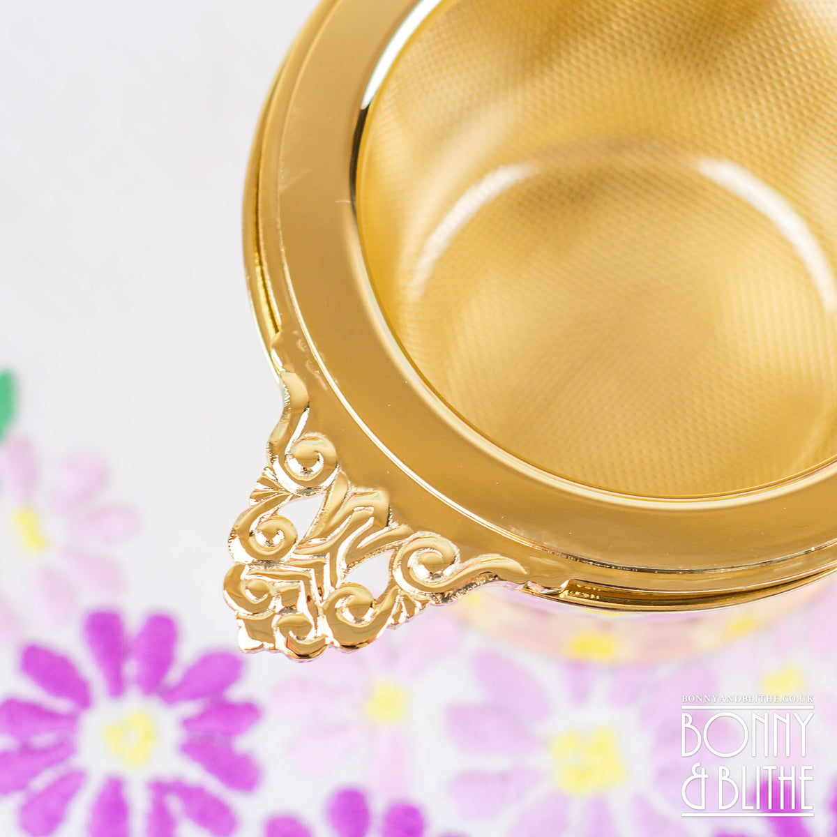 Gold Plated Long Handle Tea Strainer
