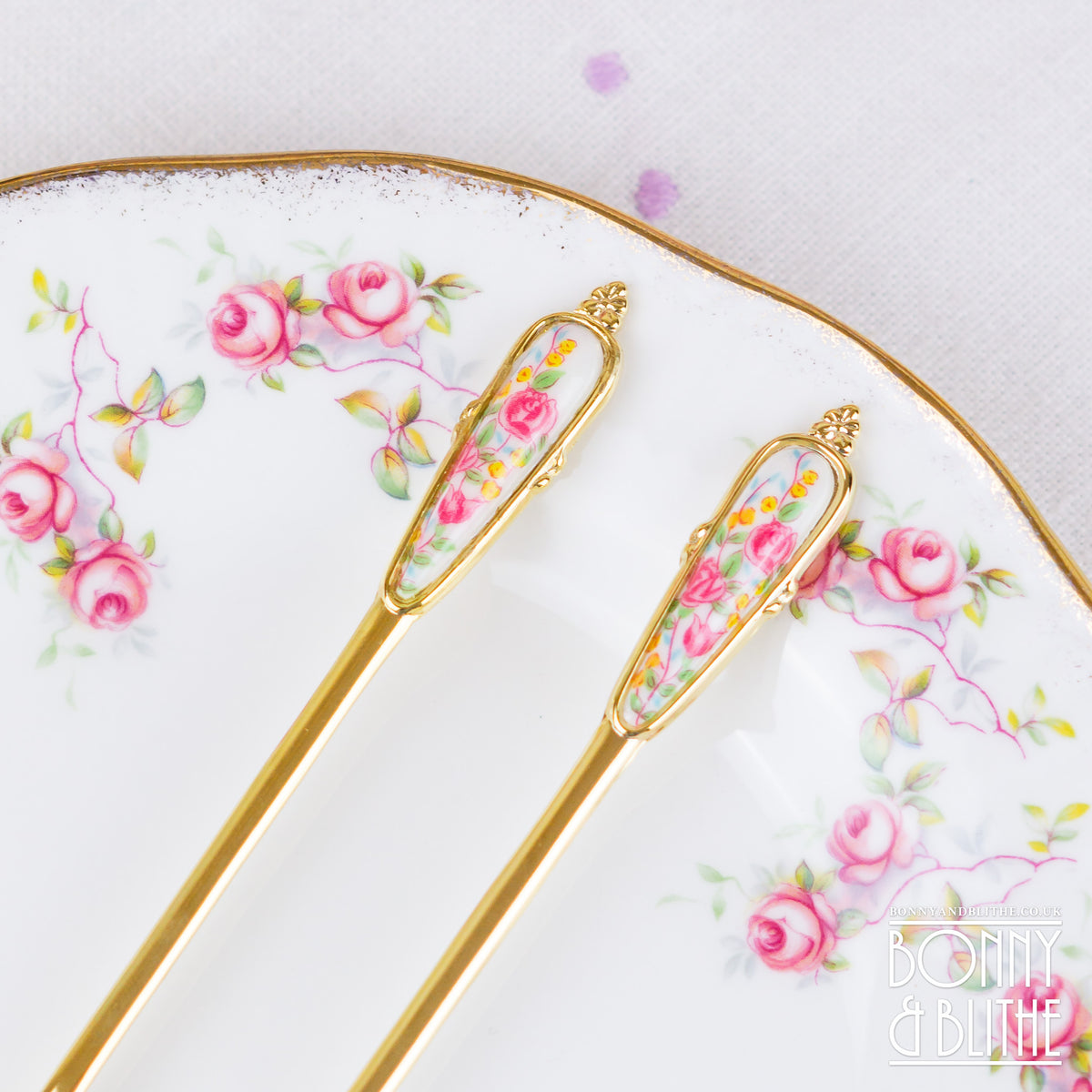 Gold Plated Floral Teaspoon and Cake Fork