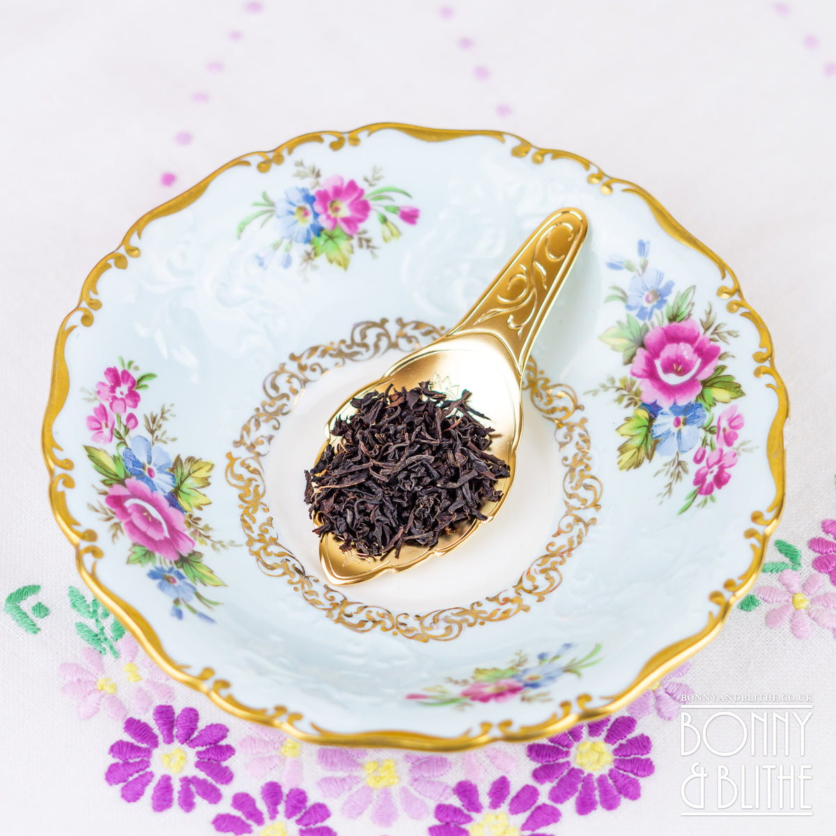 Engraved Gold Plated Tea Caddy Spoon