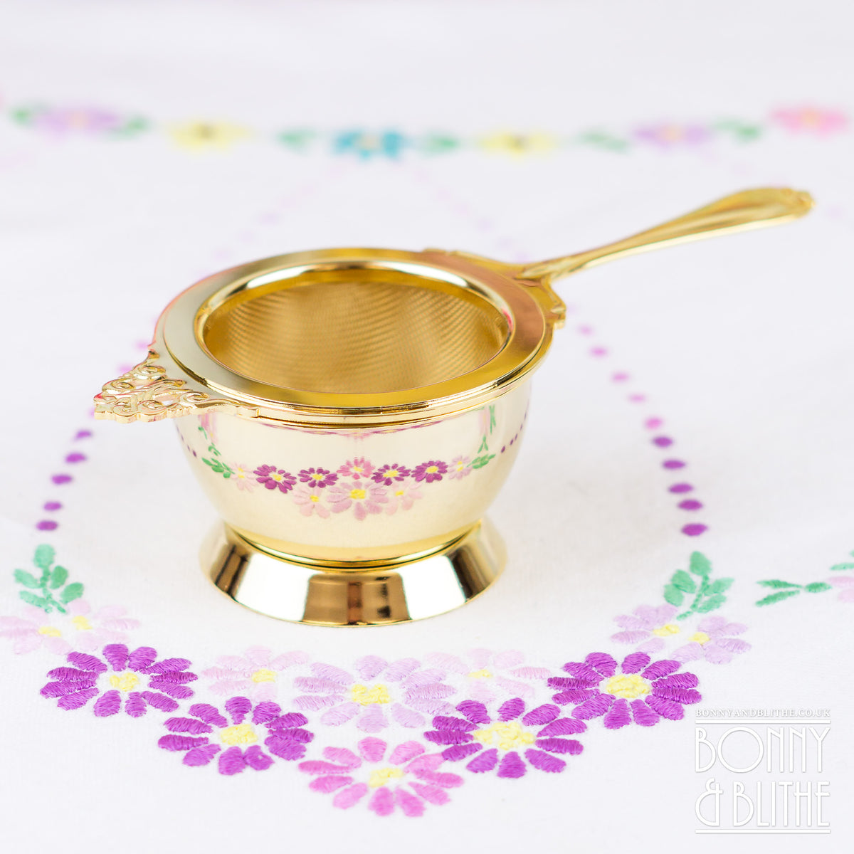 Gold Plated Long Handle Tea Strainer