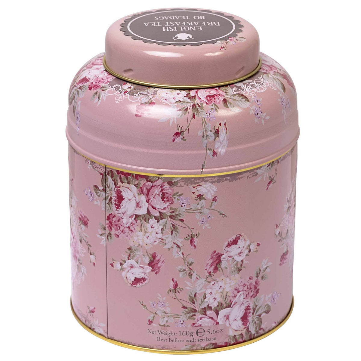 Vintage Tea Caddy in Floral Blush 80 English Breakfast Teabags