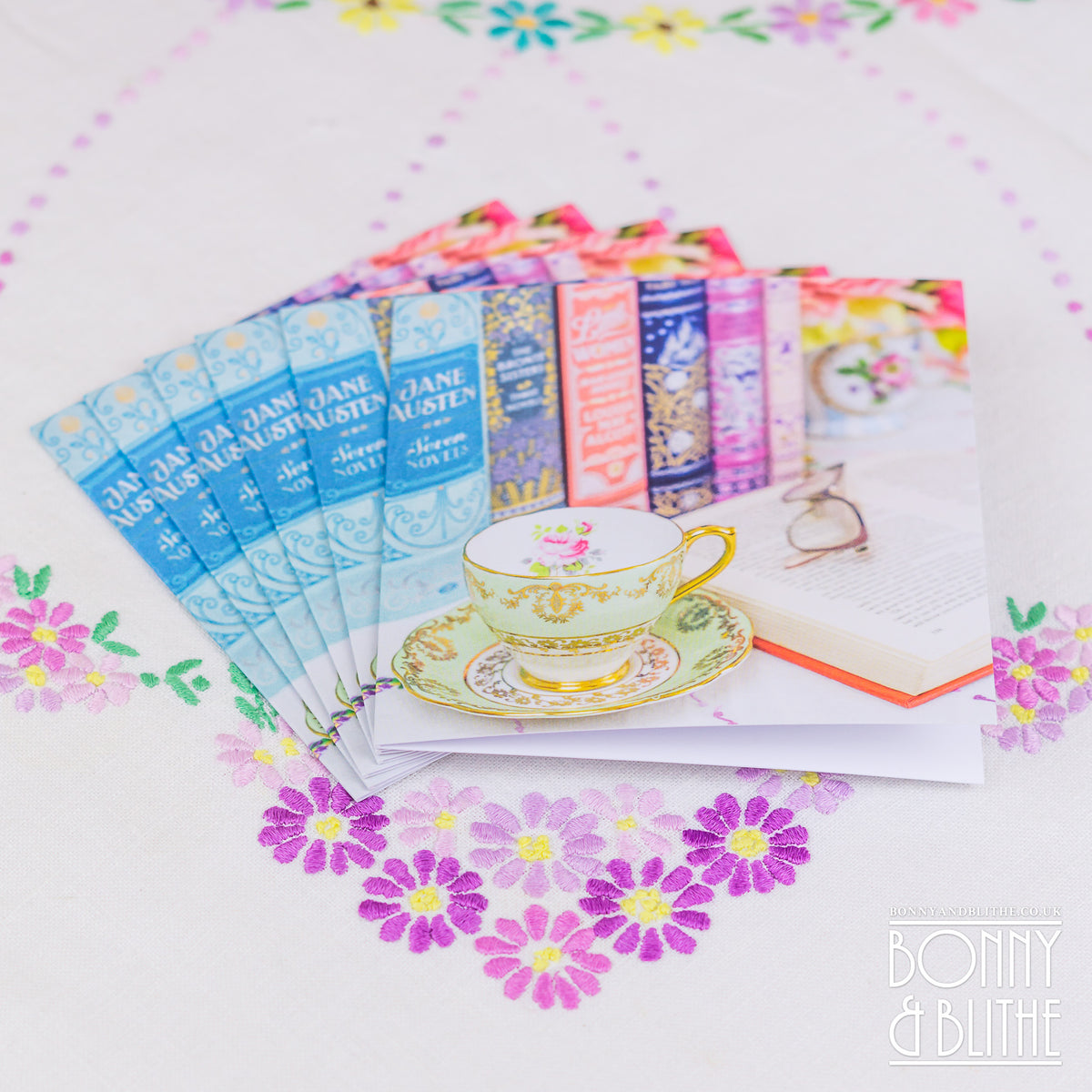 Notecards Teacup and Books