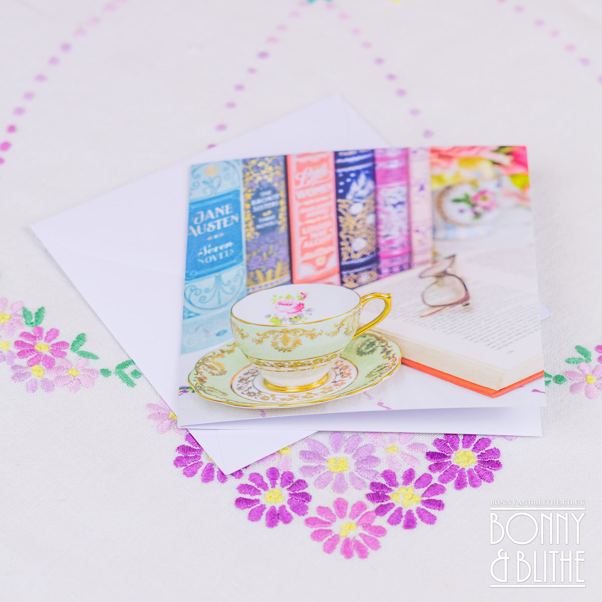 Notecards Teacup and Books
