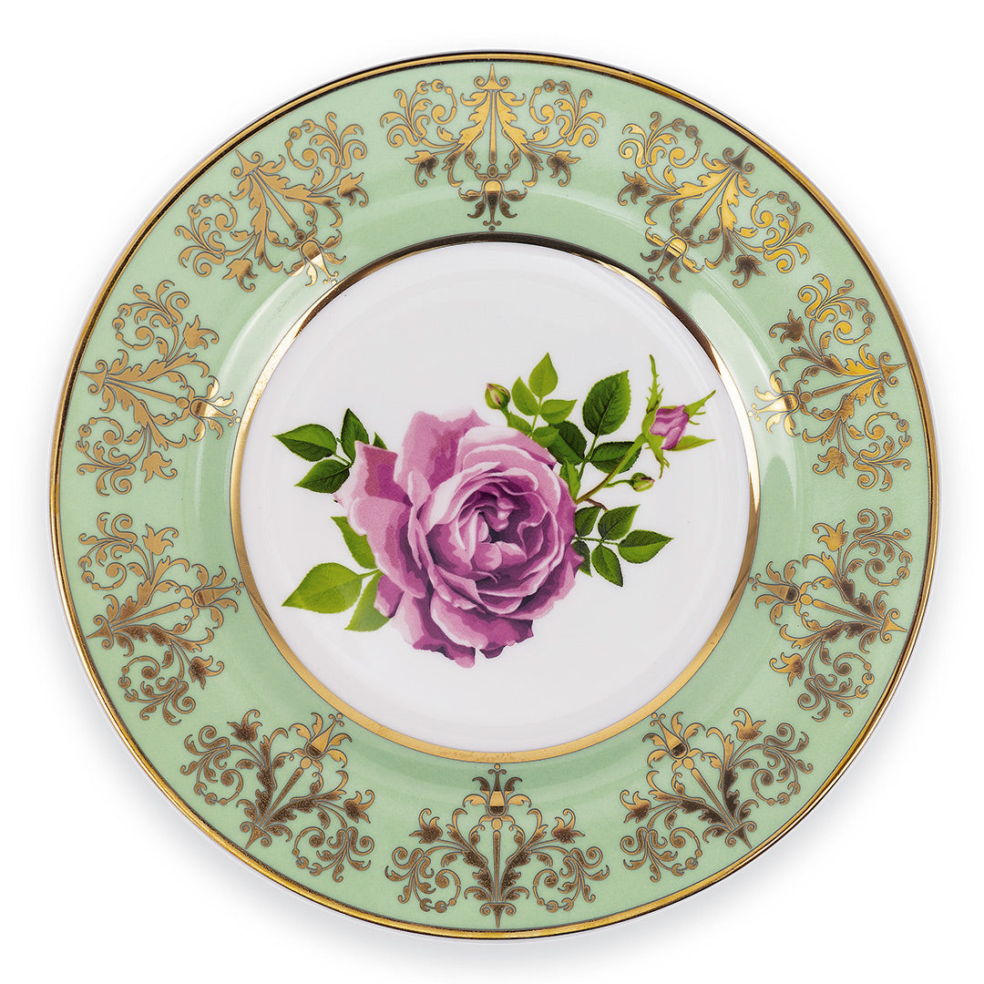 Princess Vintage Style Bone China Teacup Set Green | Pink Cabbage Rose