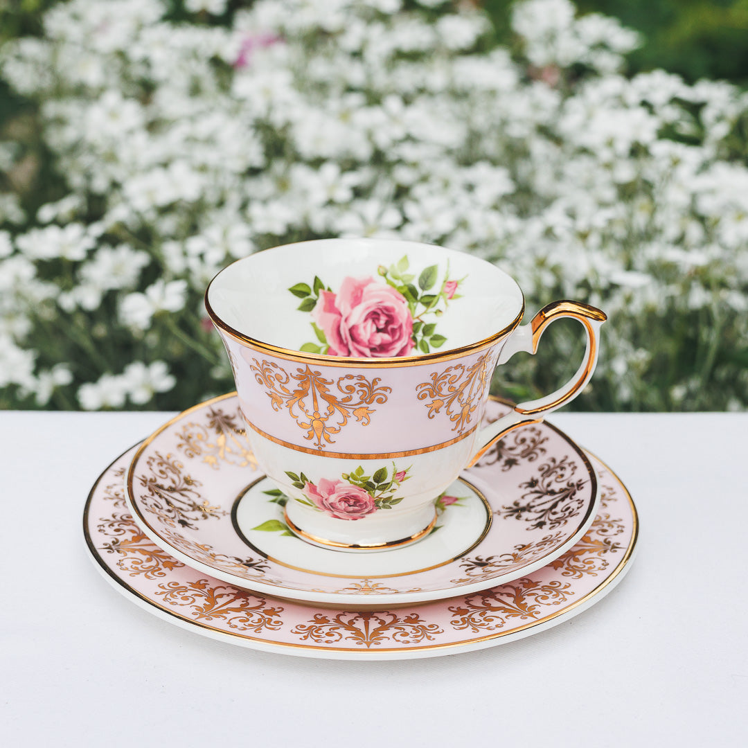 Princess Vintage Style Bone China Teacup Set Pink | Pink Cabbage Rose