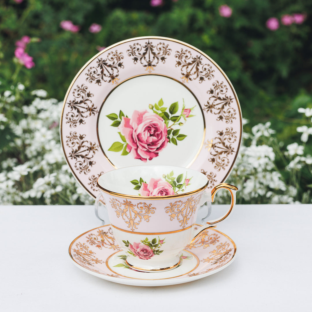 Princess Vintage Style Bone China Teacup Set Pink | Pink Cabbage Rose