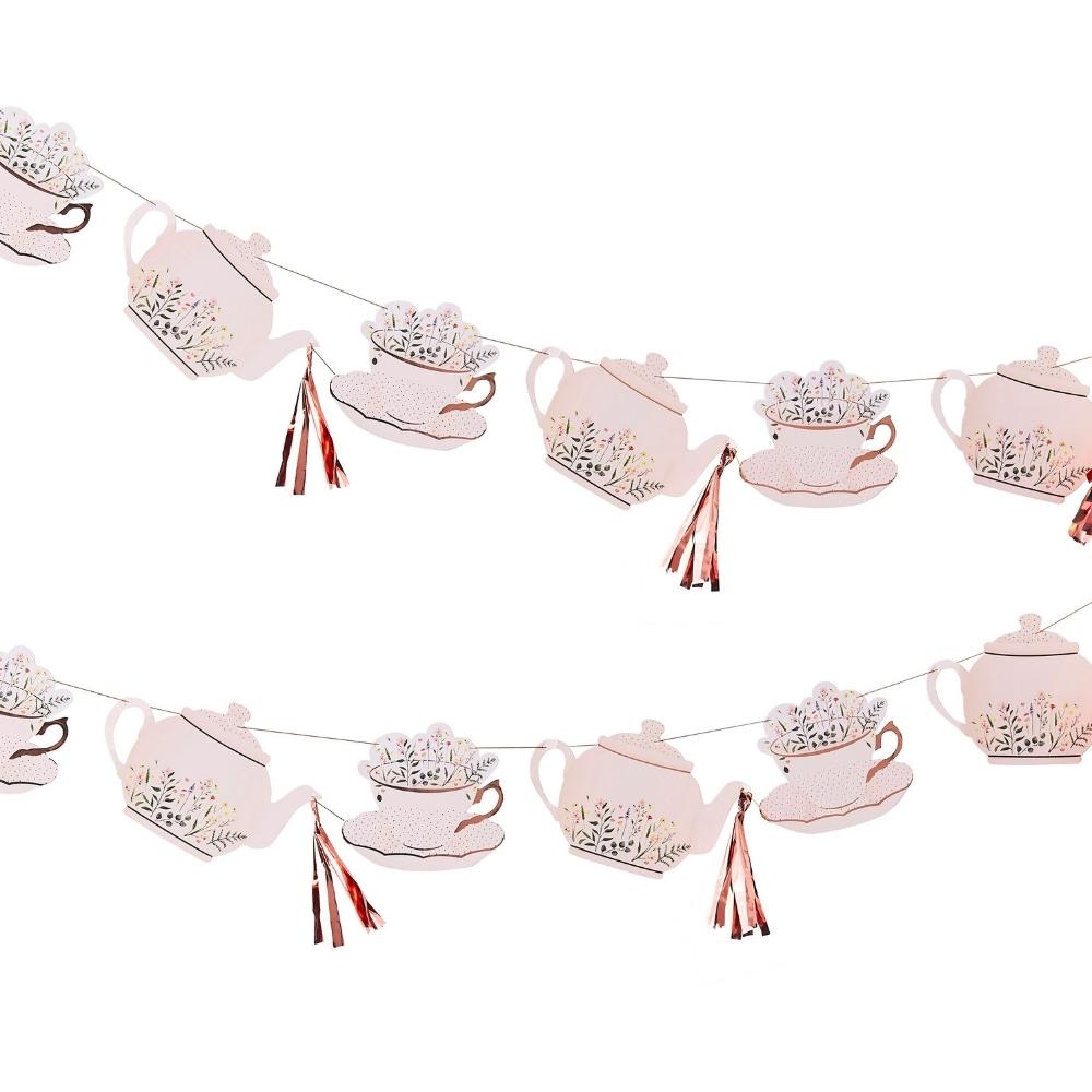 Rose Gold Teacup & Teapot Tea Party Bunting