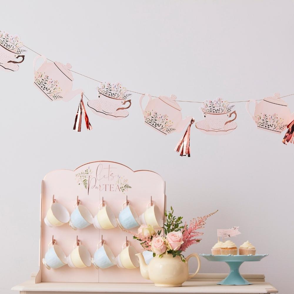 Rose Gold Teacup &amp; Teapot Tea Party Bunting