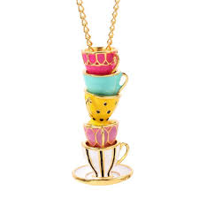 Multicoloured Enamel Gold Stacked Teacup Necklace