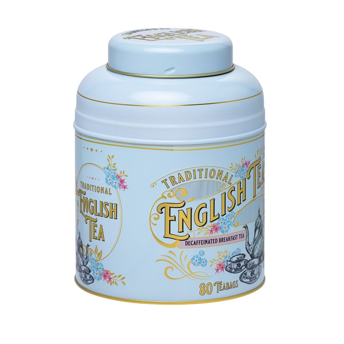 Vintage Victorian Powder Blue Tea Caddy, with 80 decaffeinated Breakfast Teabags