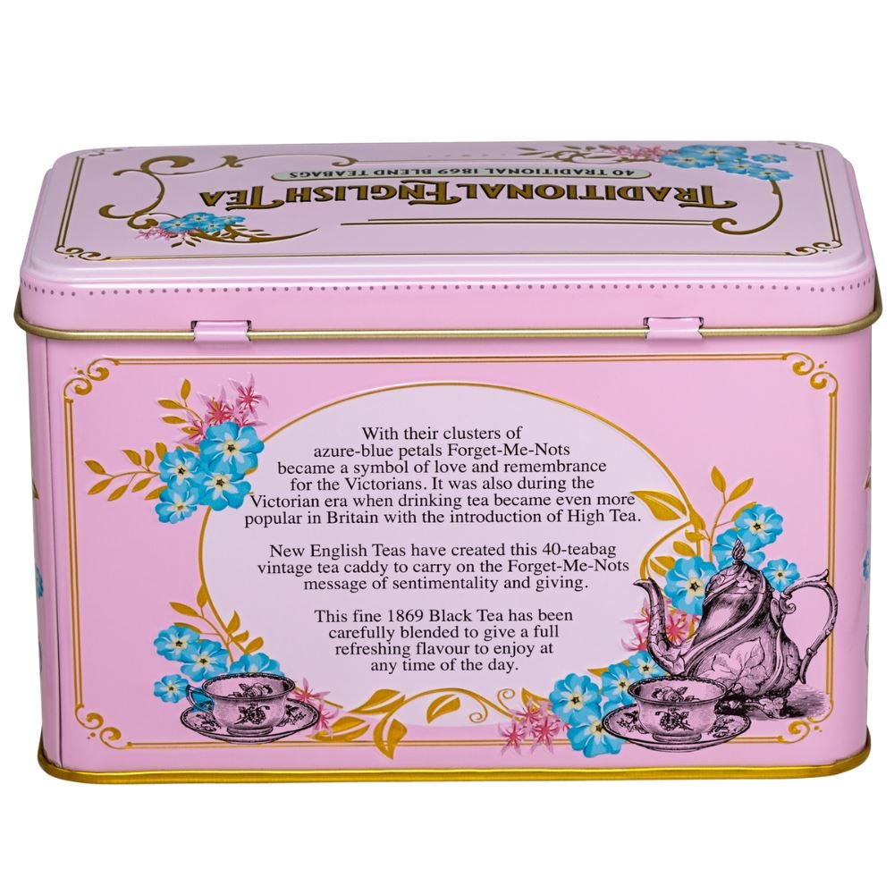 Vintage Victorian Rose Pink Tea Tin with 40 1869 Blend Teabags