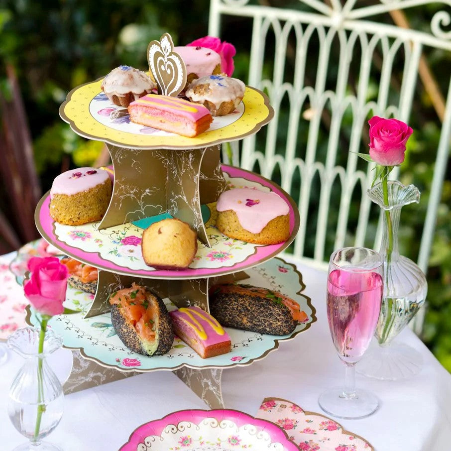Floral 3 Tier Cardboard Cake Stand