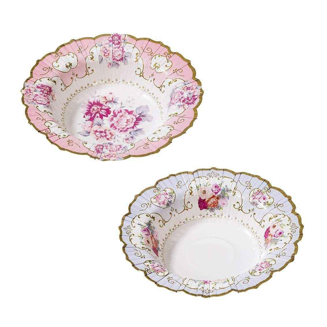 Pink &amp; Blue Floral Paper Serving Bowls - 12 pack