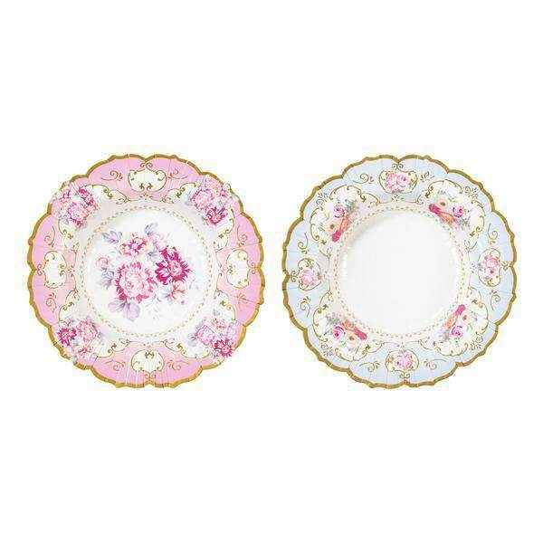 Pink &amp; Blue Floral Paper Serving Bowls - 12 pack