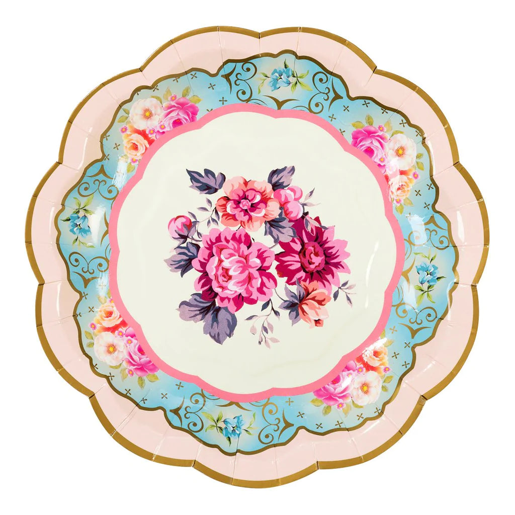 Multicoloured Floral 18 cm Paper Plates - 12 pack