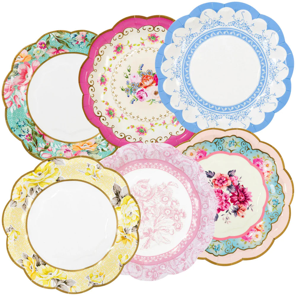 Multicoloured Floral 18 cm Paper Plates - 12 pack
