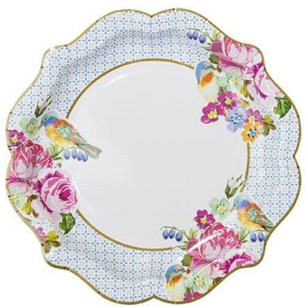 Light Pink &amp; Blue Floral 21cm Paper Plates - 12 pack