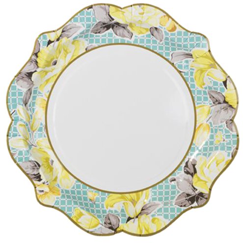 Light Pink &amp; Blue Floral 21cm Paper Plates - 12 pack