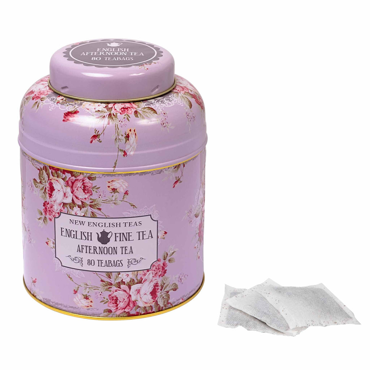 Vintage Tea Caddy in Floral Lavender 80 English Afternoon Teabags
