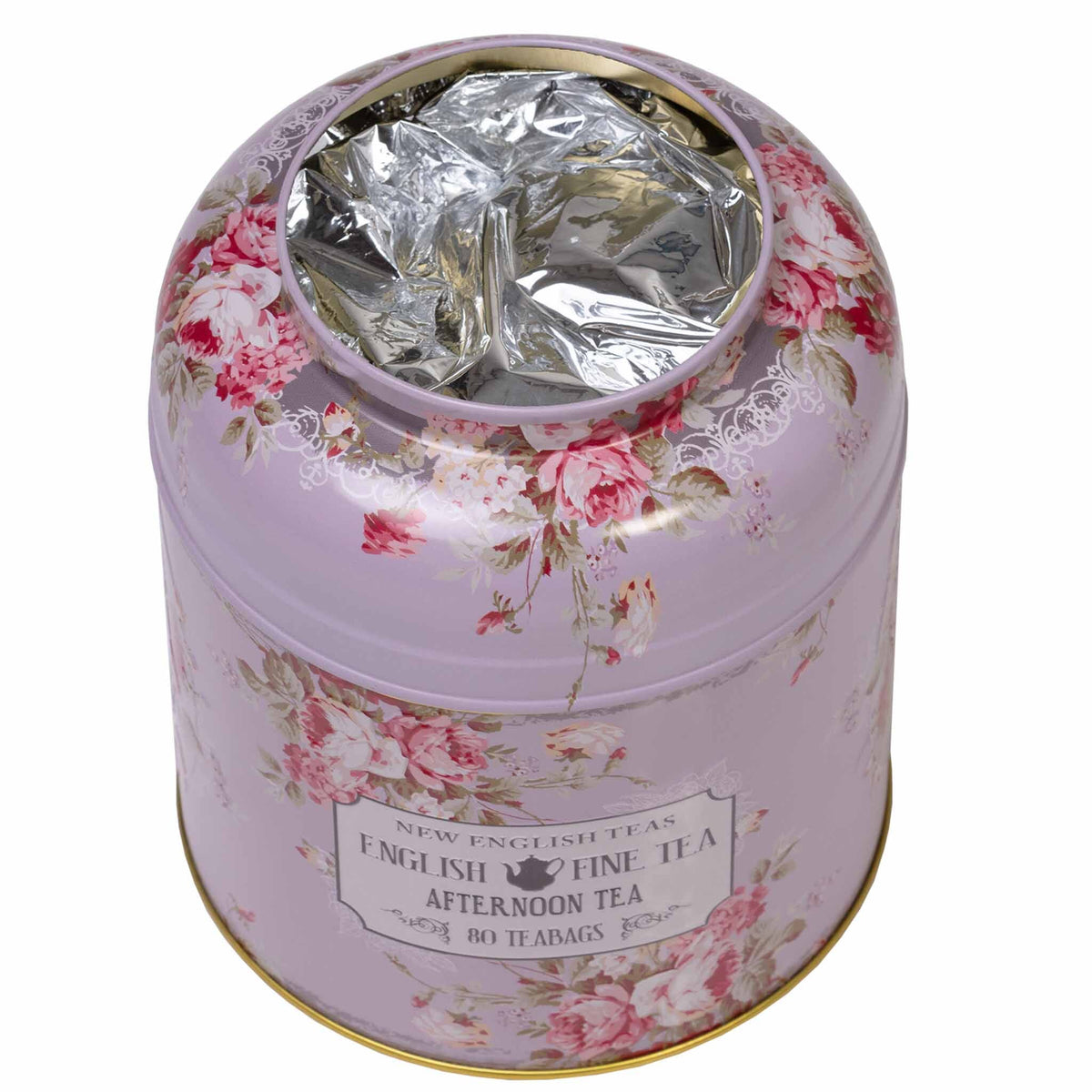Vintage Tea Caddy in Floral Lavender 80 English Afternoon Teabags