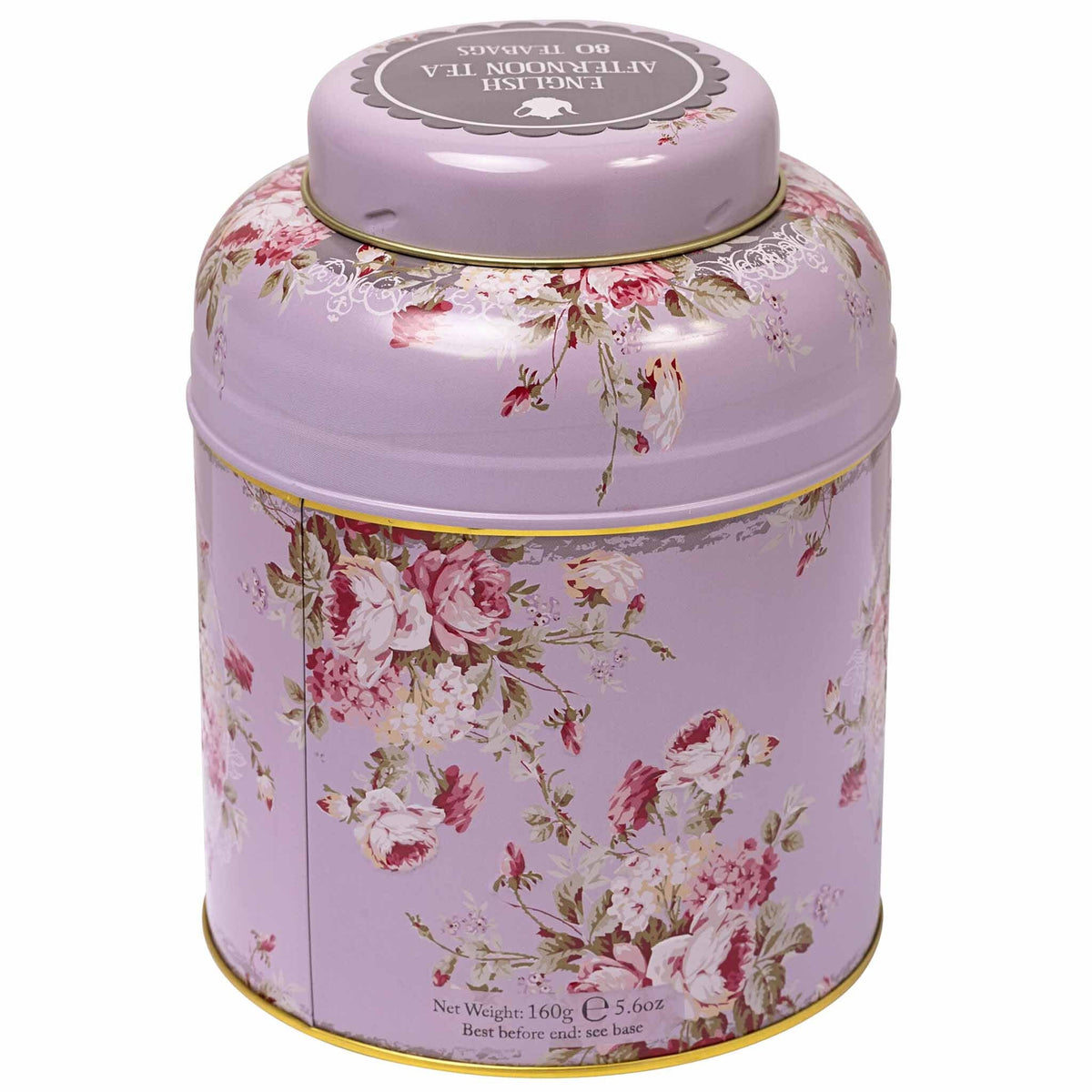 Vintage Tea Caddy in Floral Lavender 80 English Afternoon Teabags